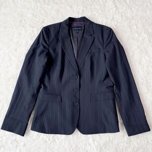 Banana Republic Woman Navy Wool Pinstripes Tailored Blazer Jacket US8 Classic